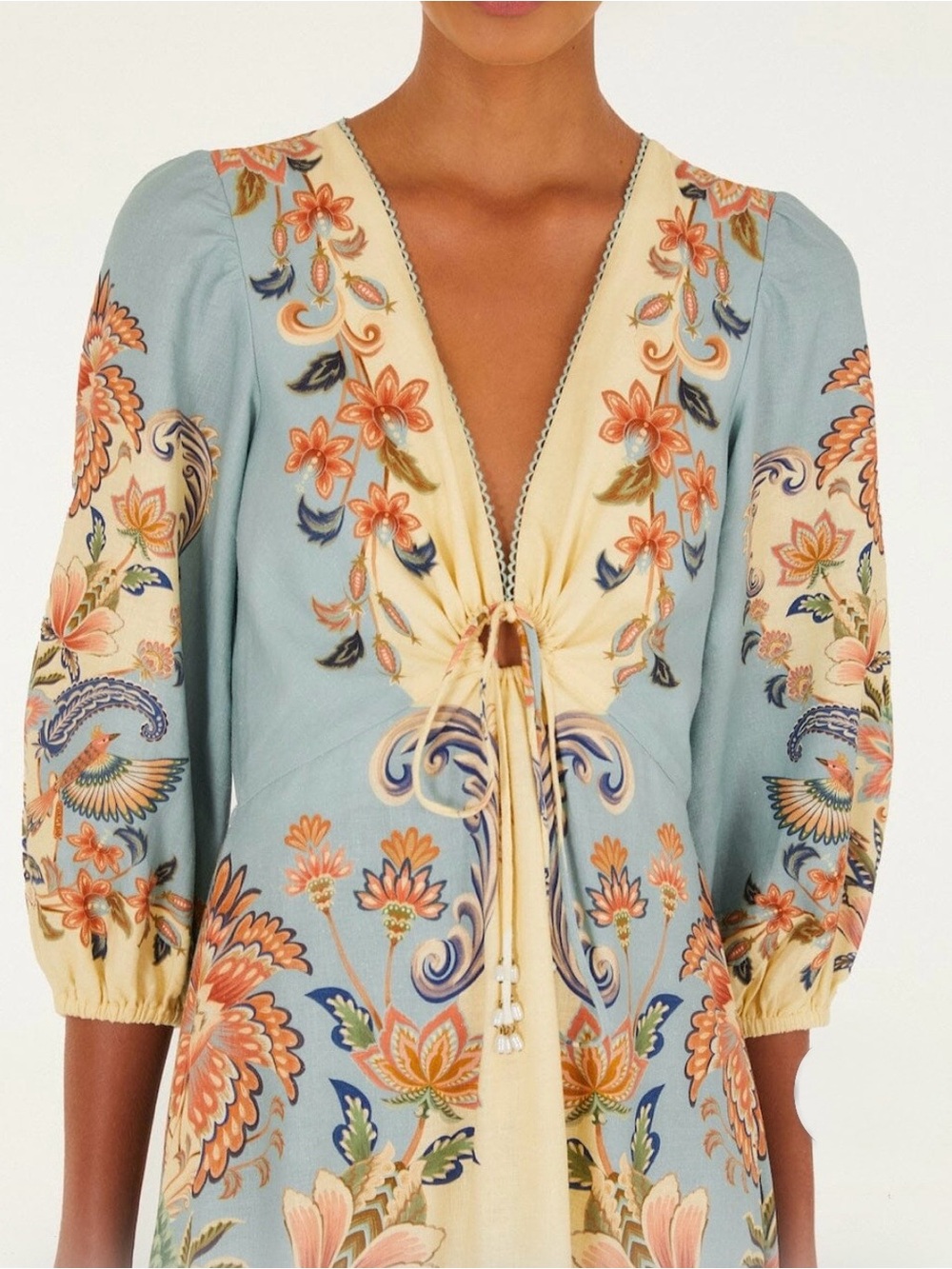 FARM Rio Blue and Cream Floral Maxi Dress - Picture 2 of 3